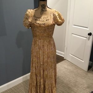 FREE PEOPLE Getaway Floral-pattern Cotton Midi Dress In Tea Combo